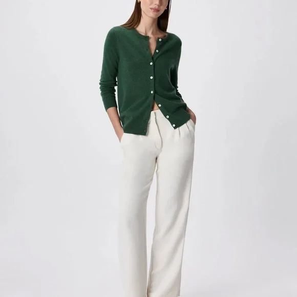 Quince Mongolian Cashmere Cardigan in Forest Green Size Small NWOT - Picture 3 of 8